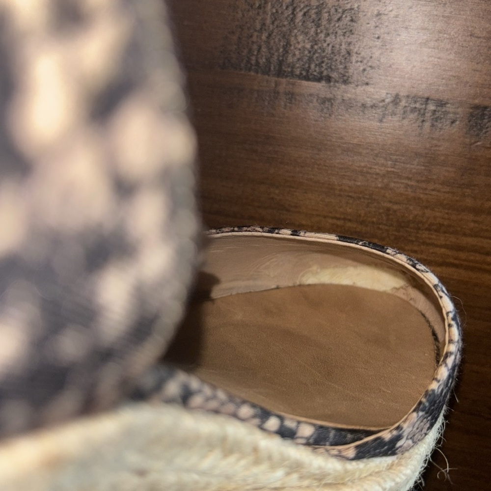 SCHUTZ Snake Print Espadrille Wedge in Beige and Black with Tan Ankle Tie - Picture 7 of 7